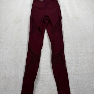 Lululemon Mesh Panel High Rise‎ Leggings Burgundy Size 2 W5AP6S